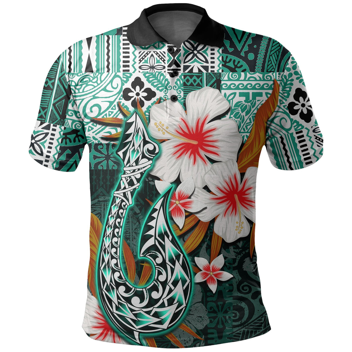 Custom Hawaii Fish Hook Polo Shirt Green Style LT6 - Wonder Print Shop