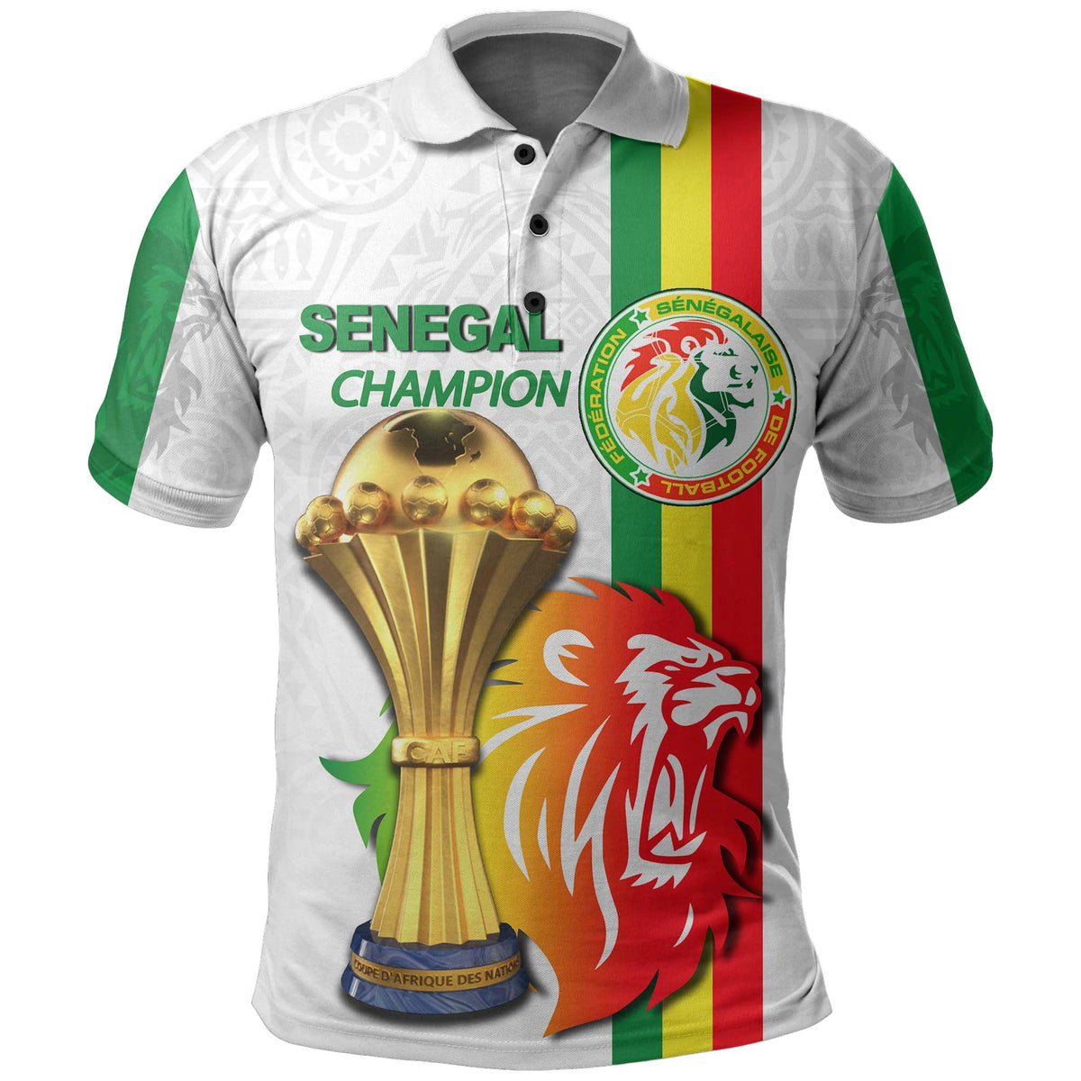 Senegal Football Champion Polo Shirt White Style LT6 - Wonder Print Shop