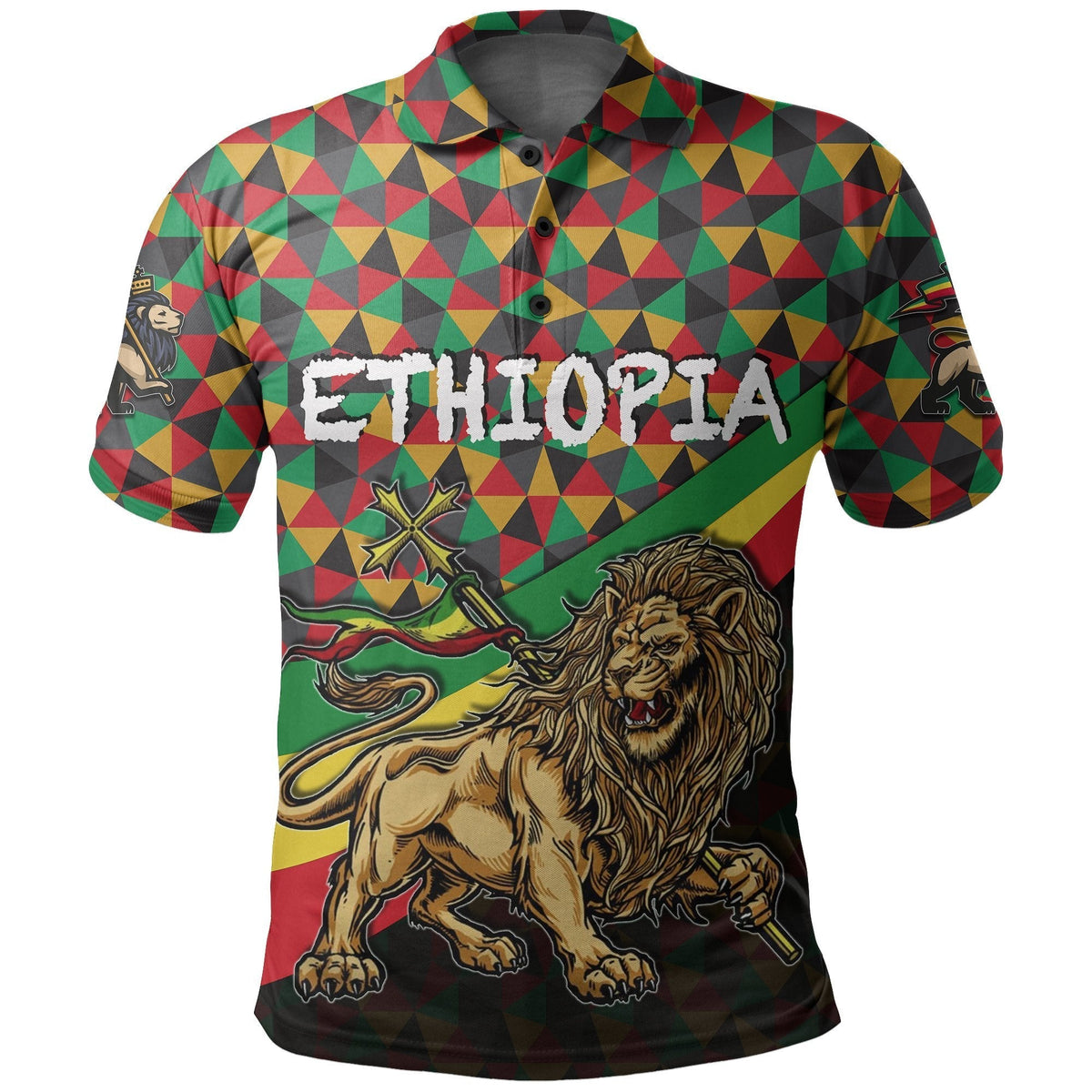 Ethiopia Polo Shirt Lion Of Judah Rasta Patterns LT6 - Wonder Print Shop