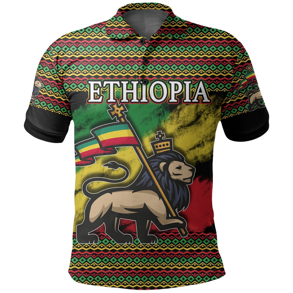 Ethiopia Polo Shirt Version Lion Of Judah Grunge LT6 - Wonder Print Shop