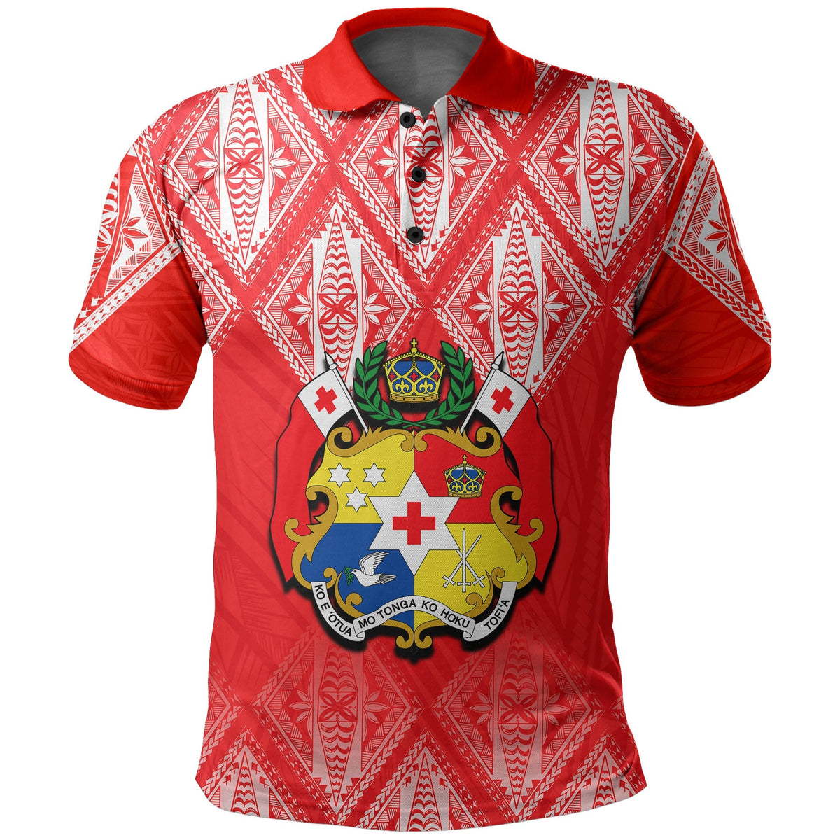 Tonga Polo Shirt Ngatu White and Red Style LT6 - Wonder Print Shop