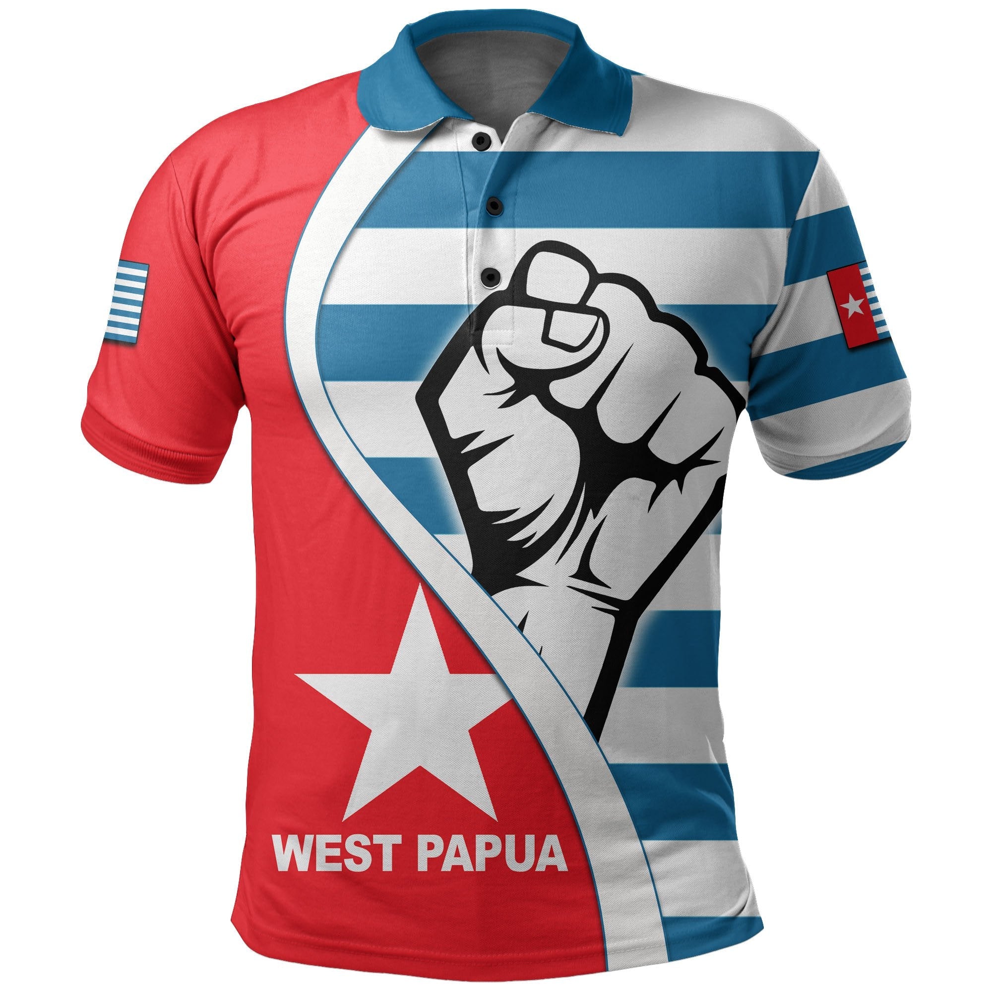 West Papua Polo Shirt Clenched Hands Flag LT6 - Wonder Print Shop