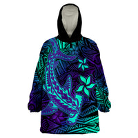 Polynesian Purple Paradise Hawaiian Tribal Hammerhead Shark Wearable Blanket Hoodie - Wonder Print Shop