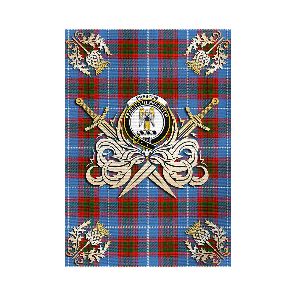 scottish-preston-clan-crest-courage-sword-tartan-garden-flag