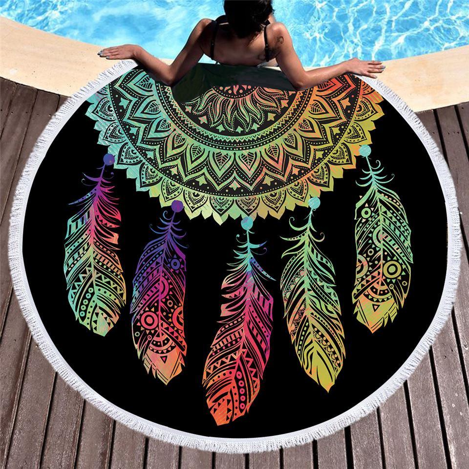 Native American Colorful Dreamcatcher Beach Towel LT10 - Wonder Print Shop