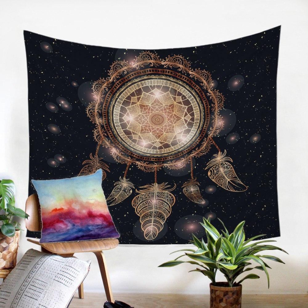 Golden Dreamcatcher Galaxy Native American Tapestry LT10 - Wonder Print Shop