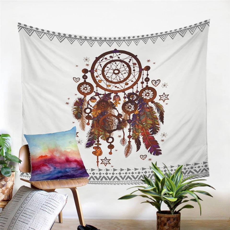 Watercolor Tapestry Dreamcatcher Feathers Native American Style LT10 - Wonder Print Shop