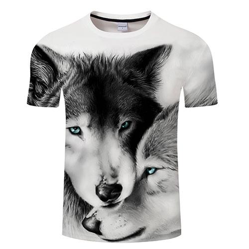 Wolves Couple Black and White 3D Native American T Shirt LT10 - Wonder Print Shop