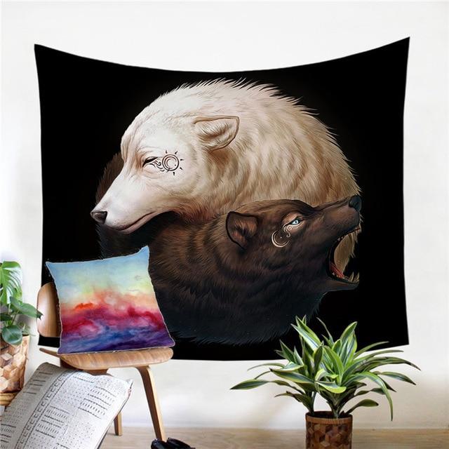 Yin and Yang Wolves Native American Tapestry LT10 - Wonder Print Shop