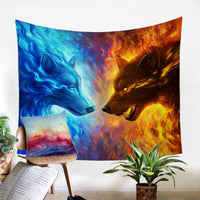 Wolves Fire and Ice Tapestry Native American Design LT10 - Wonder Print Shop