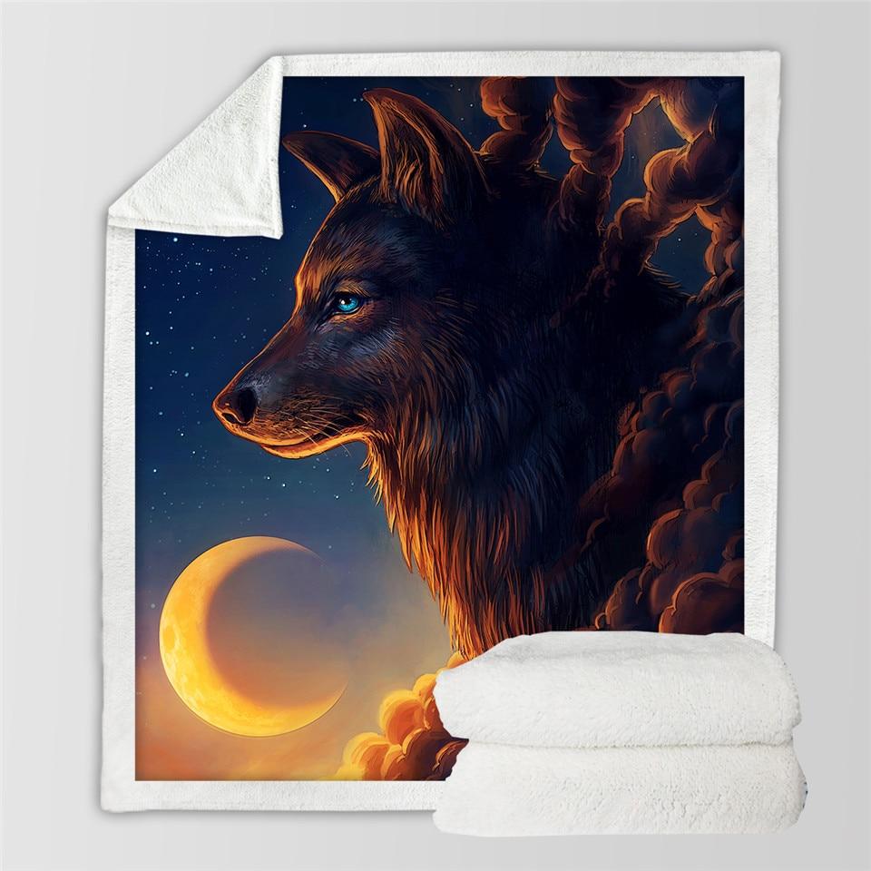 night-moon-throw-blanket-wolf-native-indian-design