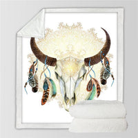 bison-skull-head-feathers-tribal-throw-blanket-native-american-design