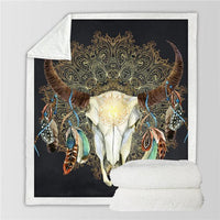 bison-skull-head-feathers-tribal-throw-blanket-native-american-design
