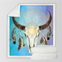 bison-skull-head-feathers-tribal-throw-blanket-native-american-design