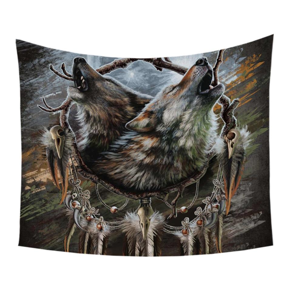 Moons Reflection Wolves Tapestry Native American Design LT10 - Wonder Print Shop