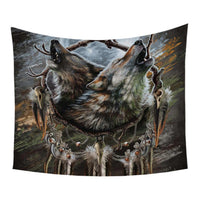 Moons Reflection Wolves Tapestry Native American Design LT10 - Wonder Print Shop