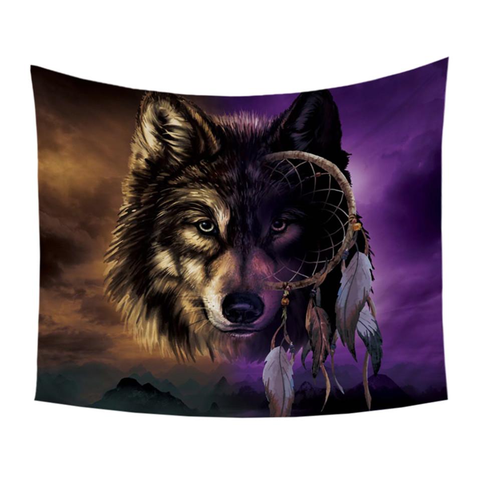 Wolf Wild Tapestry Dreamcatcher Native American Design LT10 - Wonder Print Shop