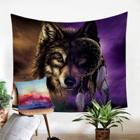 Wolf Wild Tapestry Dreamcatcher Native American Design LT10 - Wonder Print Shop