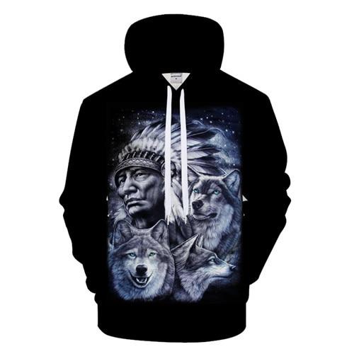 Native American 3D Hoodies Chief Wolves LT10 - Wonder Print Shop