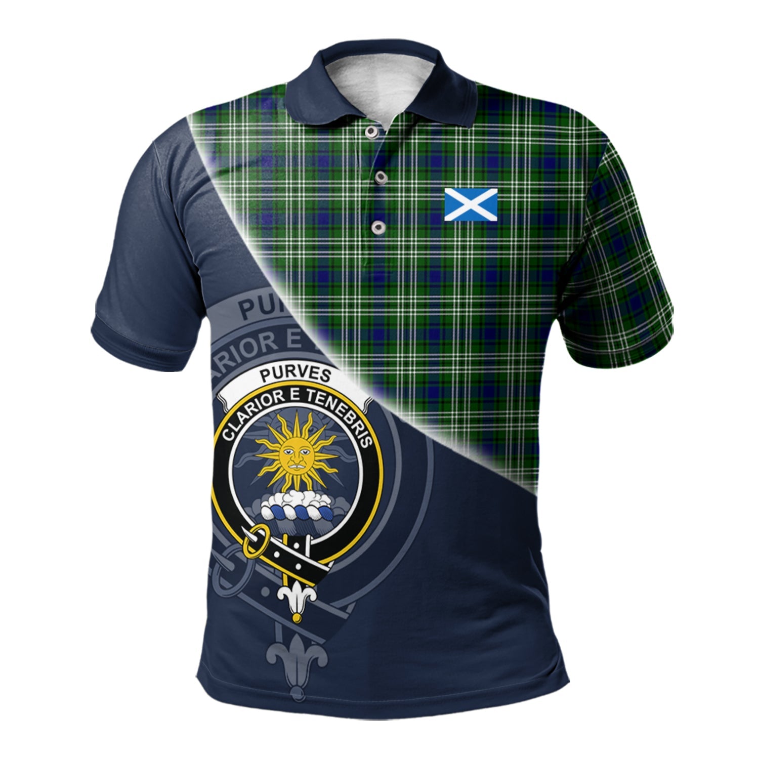scottish-purves-clan-crest-tartan-scotland-flag-half-style-polo-shirt