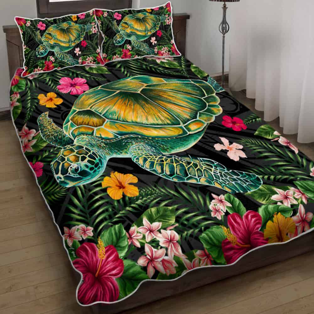 aloha-turtle-hibiscus-tropical-polynesian-quilt-bed-set-yam-ah
