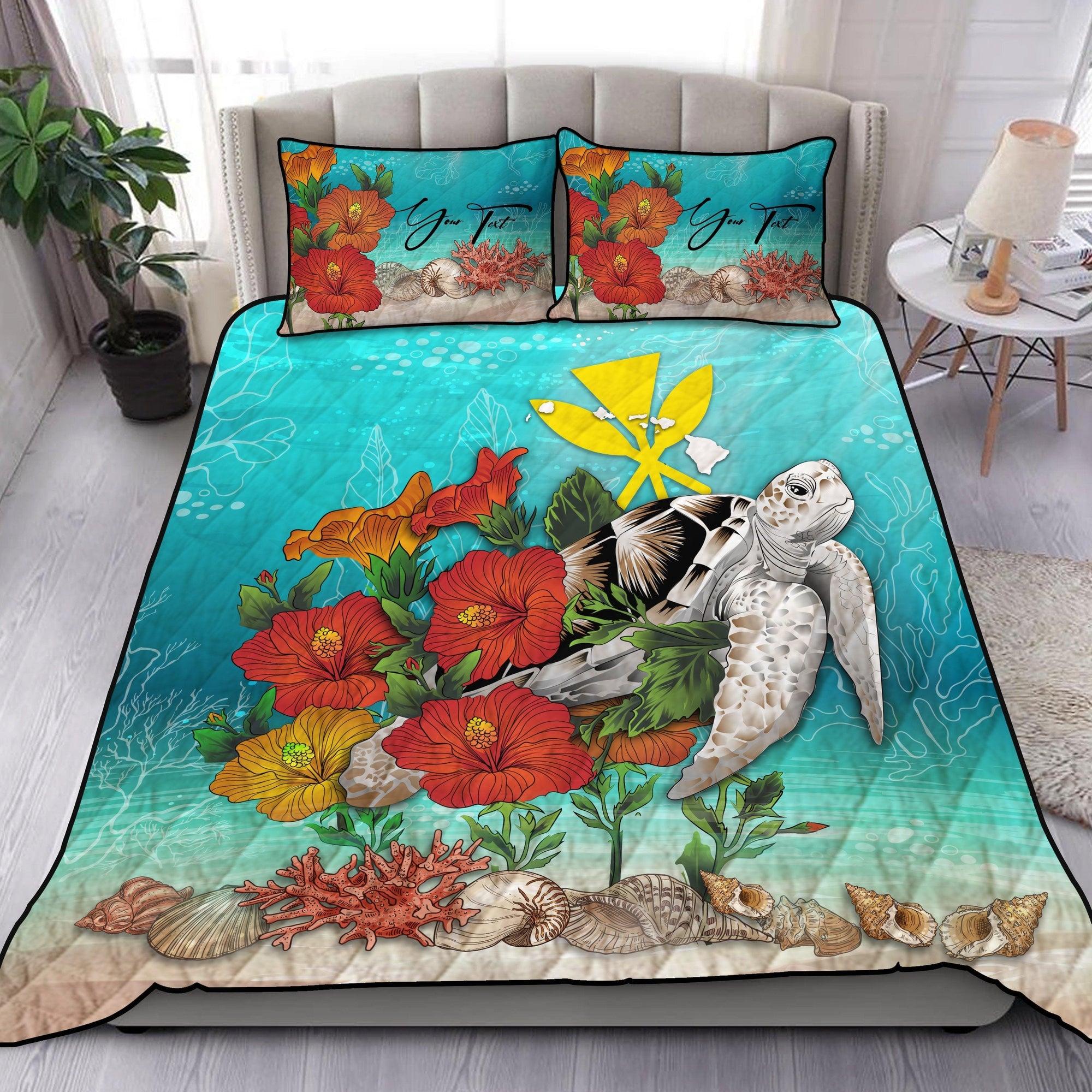 custom-hawaii-quilt-bed-set-ocean-turtle-hibiscus-personal-signature