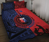 Samoa Independence Day Quotes Quilt Bed Set Military Polynesian Pattern - Wonder Print Shop