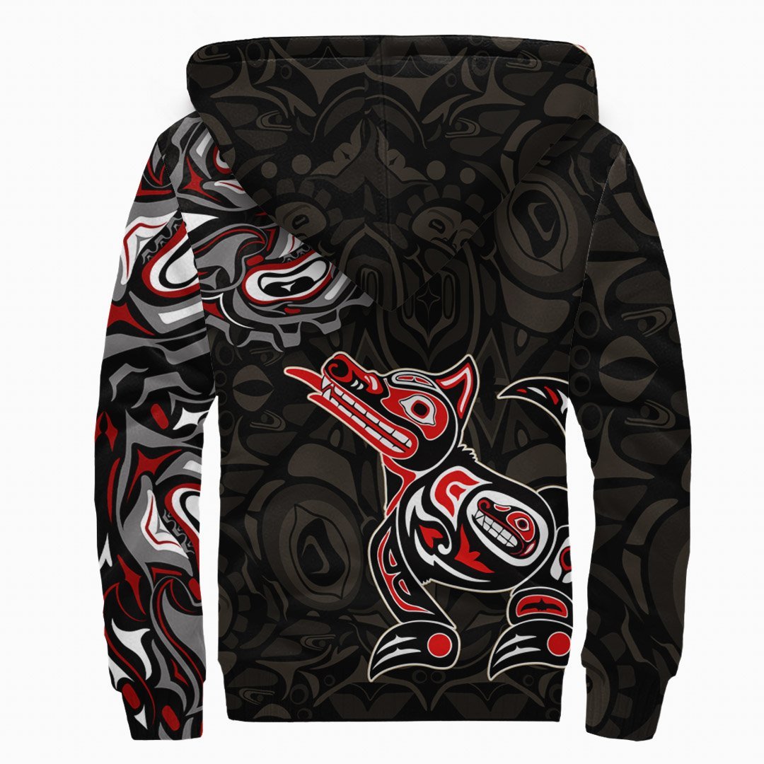 Canada Haida Wolf Sherpa Hoodie - Wonder Print Shop