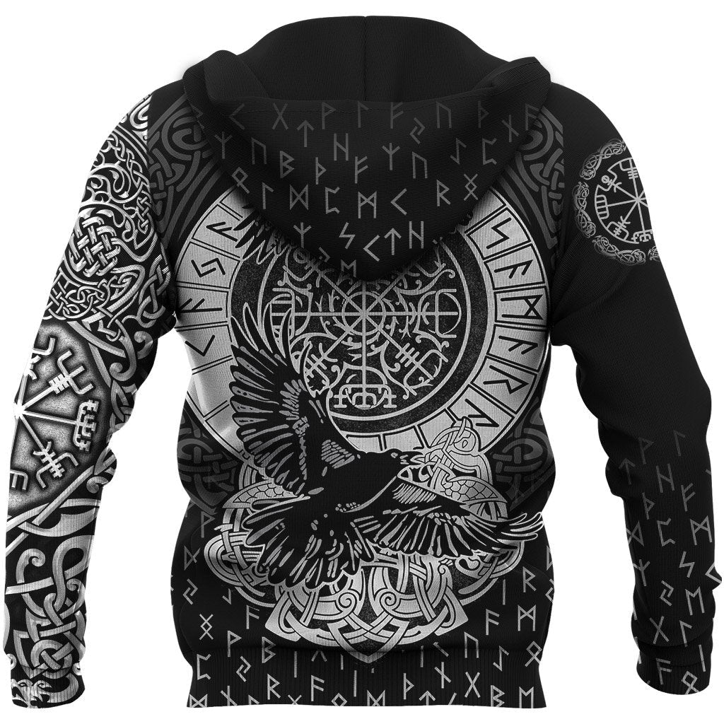 Viking Zip Hoodie - Nordic Raven Tattoos RLT12 - Wonder Print Shop