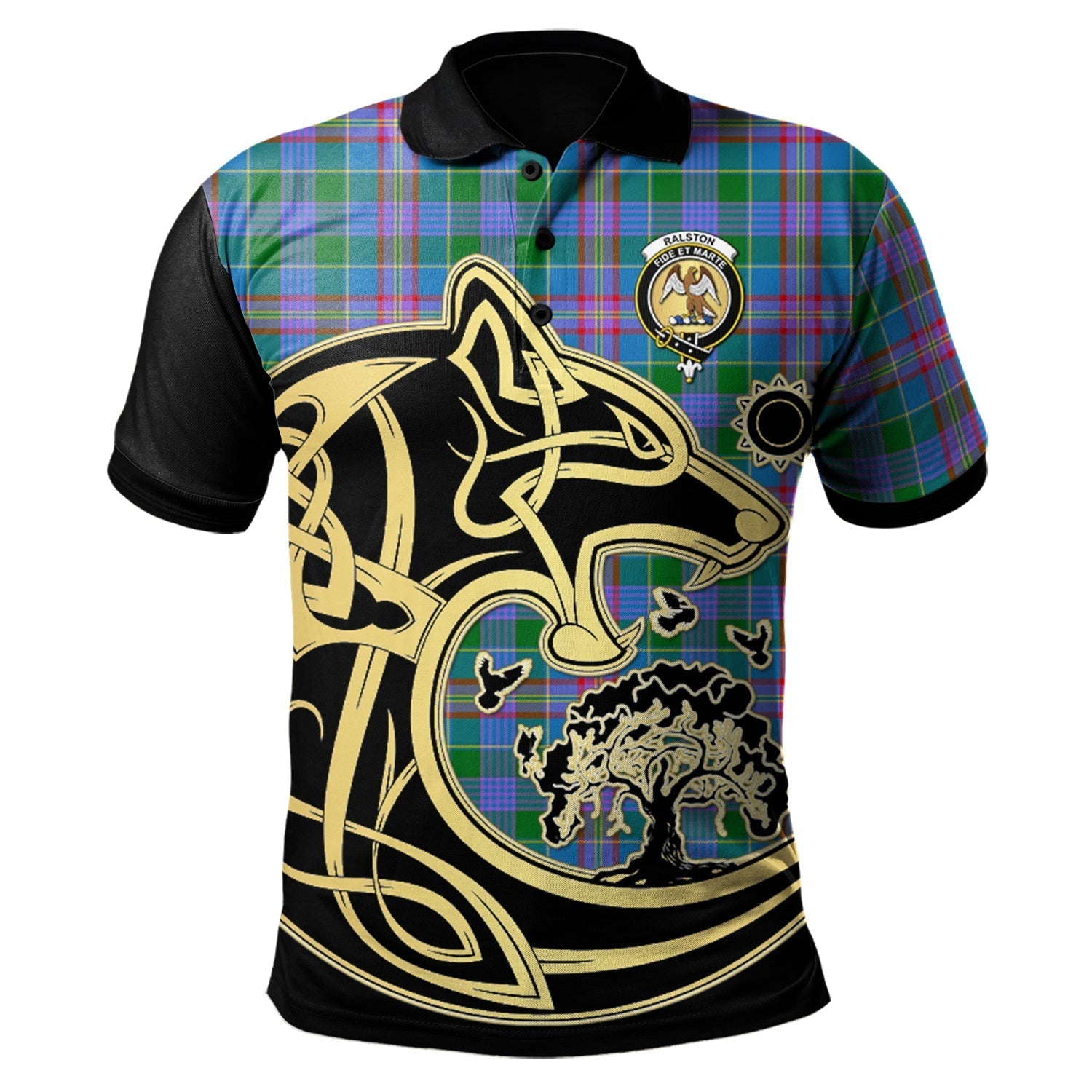 scottish-ralston-clan-crest-tartan-celtic-wolf-style-polo-shirt