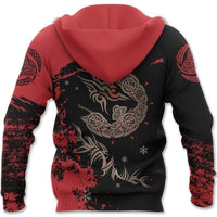 Viking Clothing Red and Black Fenrir Tattoo Hoodie RLT12 - Wonder Print Shop