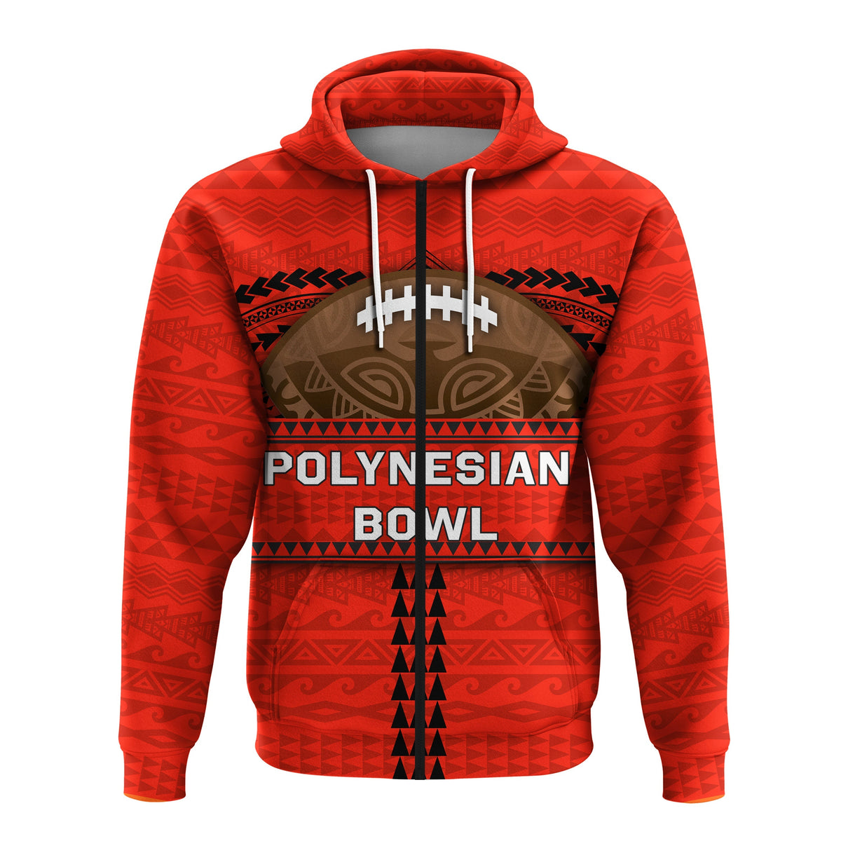 Custom Polynesian Bowl Zip Hoodie Red Custom Text and Number LT4 - Wonder Print Shop