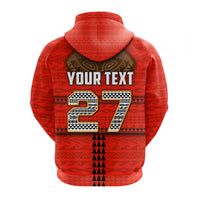 Custom Polynesian Bowl Zip Hoodie Red Custom Text and Number LT4 - Wonder Print Shop
