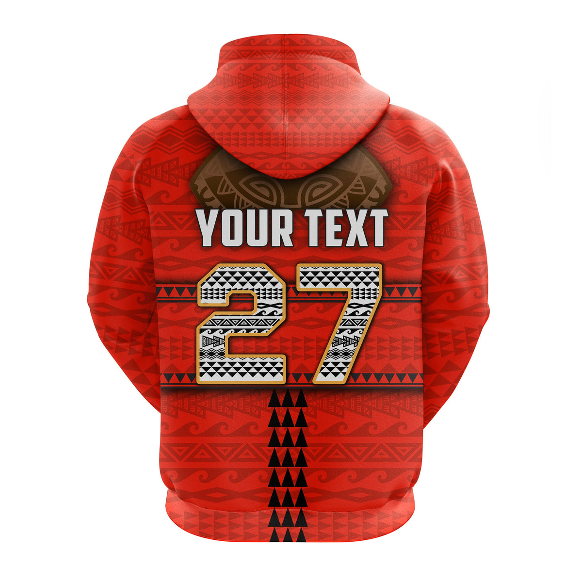 Custom Polynesian Bowl Hoodie Red Custom Text and Number LT4 - Wonder Print Shop