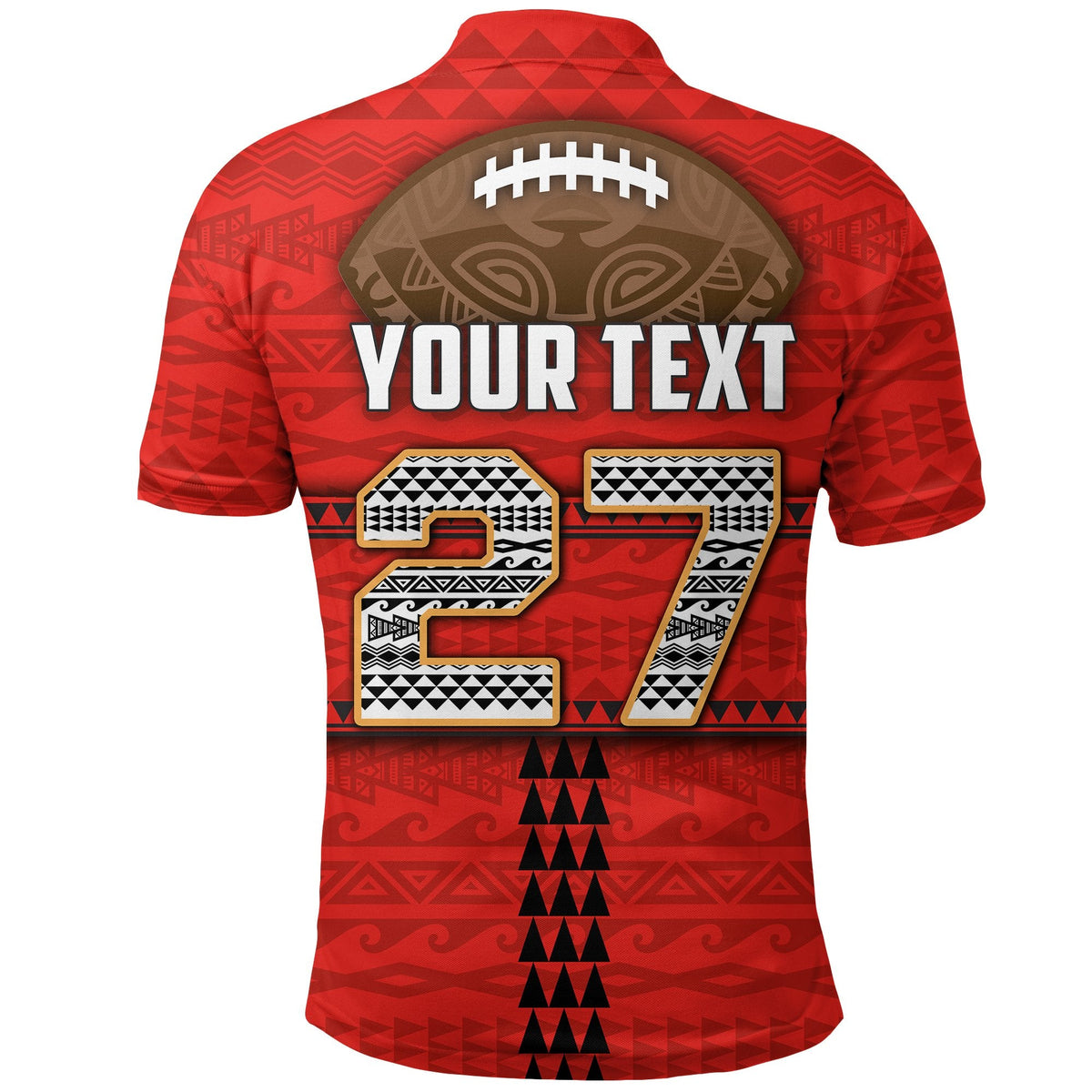 Custom Polynesian Bowl Polo Shirt Red Custom Text and Number LT4 - Wonder Print Shop