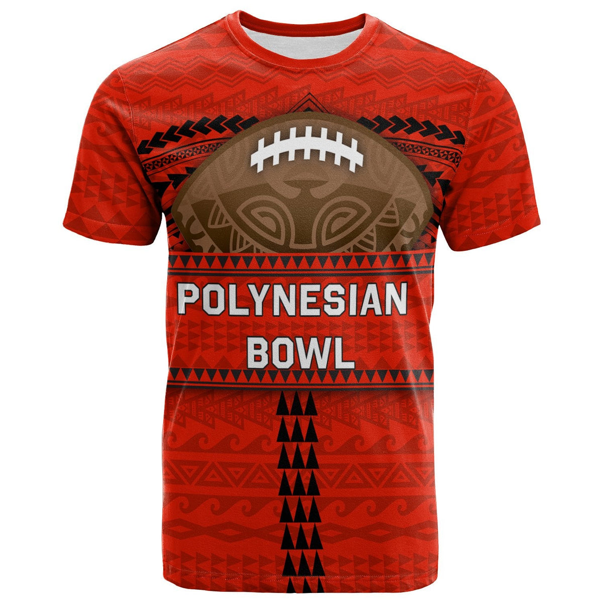 Custom Polynesian Bowl T Shirt Red Custom Text And Number LT4 - Wonder Print Shop