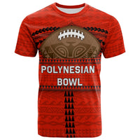 Red T-shirt: Polynesian Bowl design with football icon and 'POLYNESIAN BOWL' text