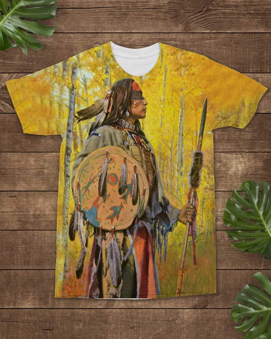 3D Native American Warrior T Shirt LT10 - Wonder Print Shop