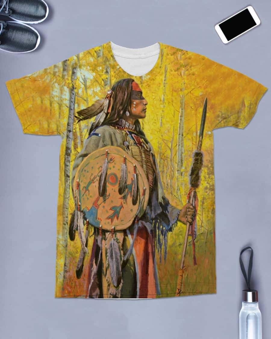 3D Native American Warrior T Shirt LT10 - Wonder Print Shop