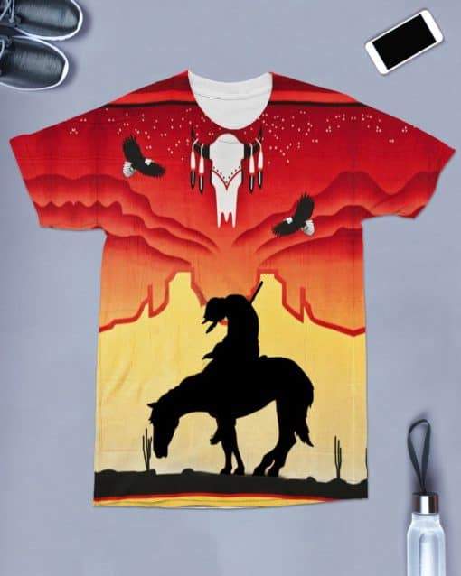 The Tribal Of Tear Red Background Native American All over T Shirt LT10 - Wonder Print Shop