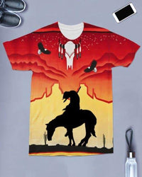 The Tribal Of Tear Red Background Native American All over T Shirt LT10 - Wonder Print Shop
