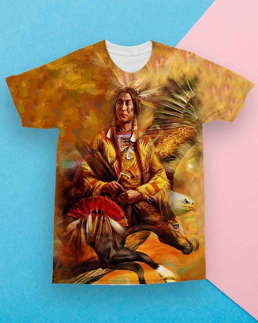 3D Native American Tribal Eagle And Horse T Shirt LT10 - Wonder Print Shop