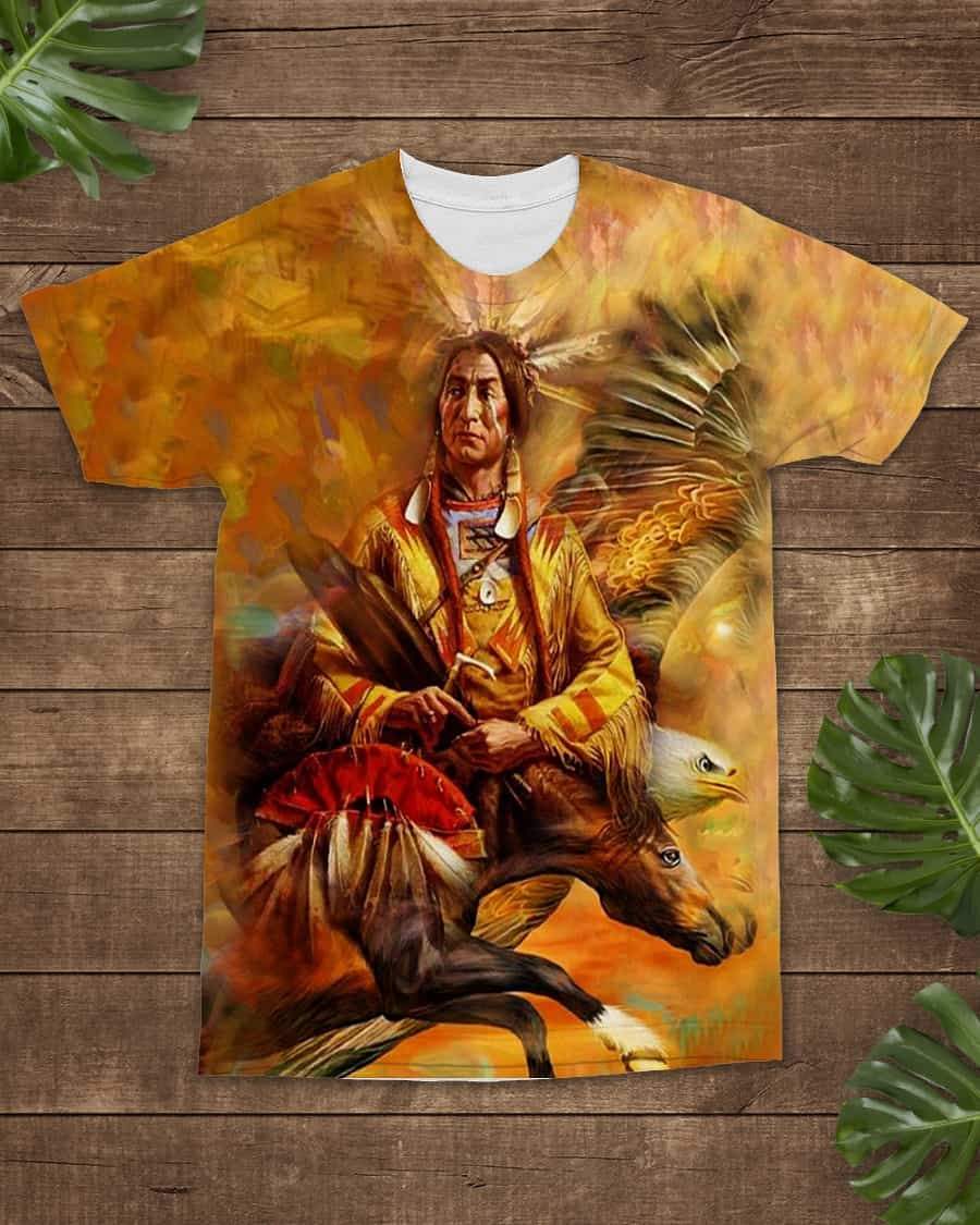 3D Native American Tribal Eagle And Horse T Shirt LT10 - Wonder Print Shop