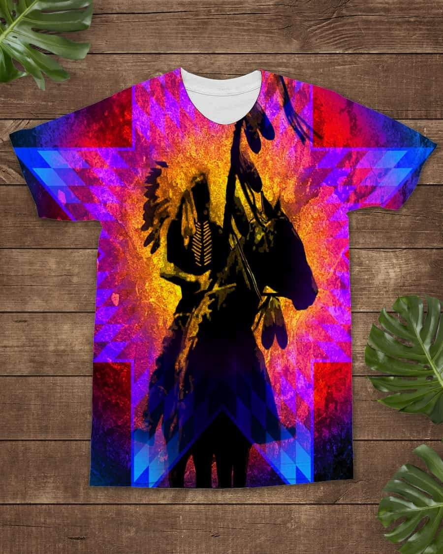 Native American Indian Chief War Horse All over T Shirt LT10 - Wonder Print Shop