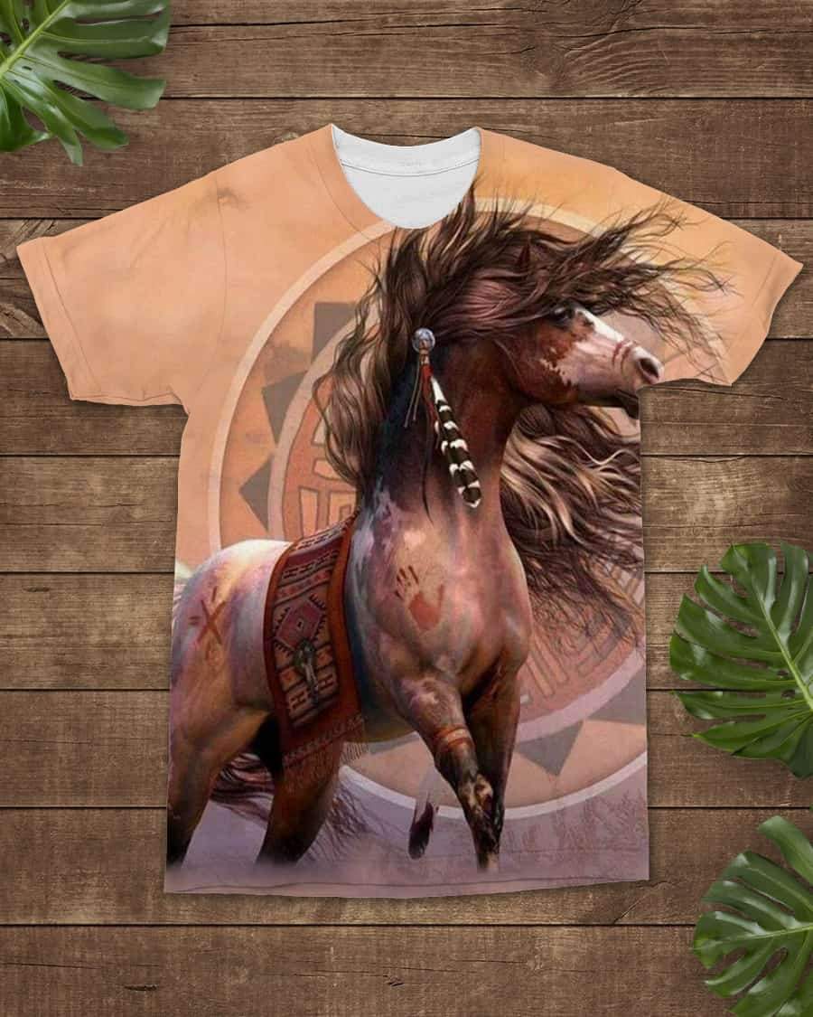 Native American Horse All over T Shirt LT10 - Wonder Print Shop