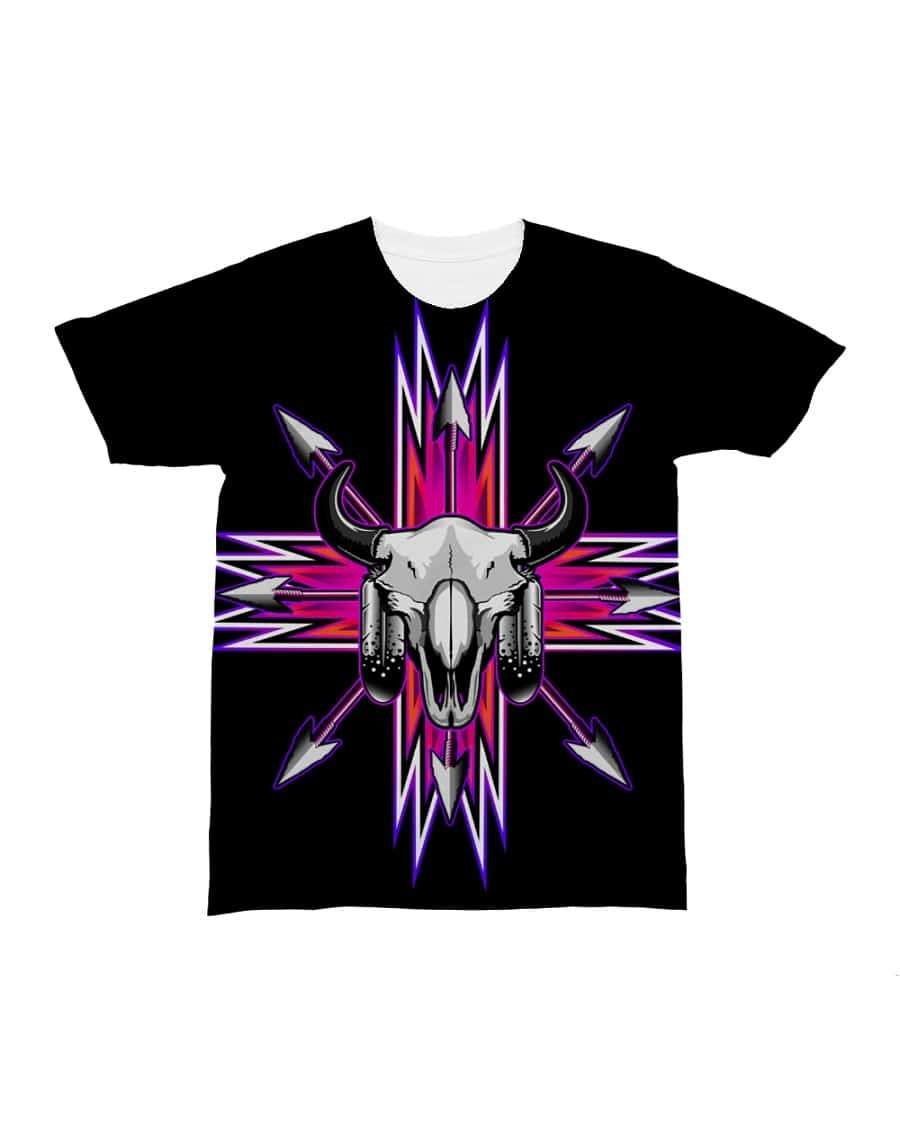 Native American Bison Skull Pink Arrow All over T Shirt LT10 - Wonder Print Shop