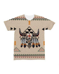 Native American Feather Bison Skull Head All over T Shirt LT10 - Wonder Print Shop