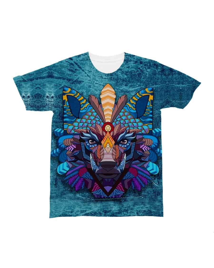Native American Colorful Wolf All over T Shirt LT10 - Wonder Print Shop