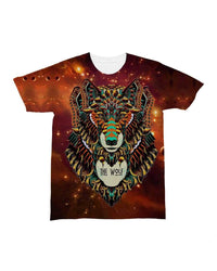 Native American Colorful Wolf Brown All over T Shirt LT10 - Wonder Print Shop