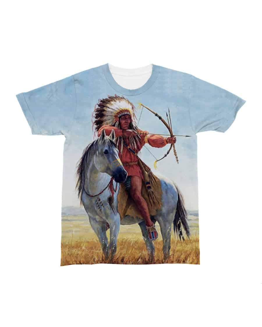Native American Chief Shooting Bow and Arrow All over T Shirt LT10 - Wonder Print Shop